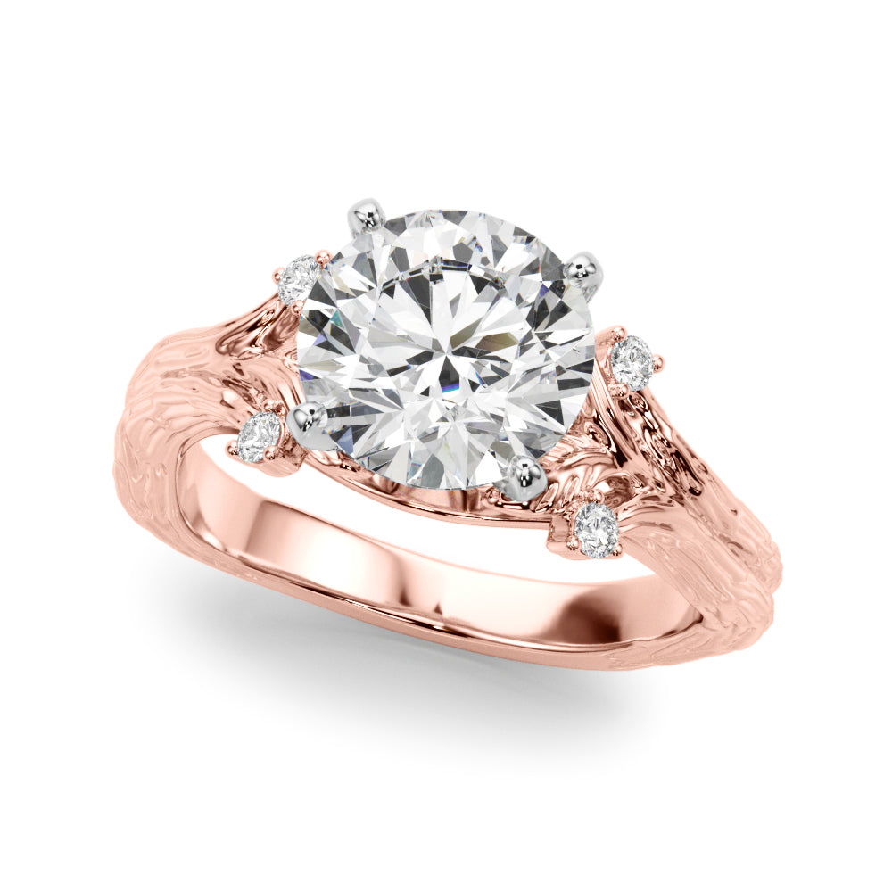 Majestic Sidestone Round Diamond Engagement Ring — 9K/18K Gold & Platinum