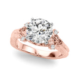 Majestic Sidestone Round Diamond Engagement Ring — 9K/18K Gold & Platinum