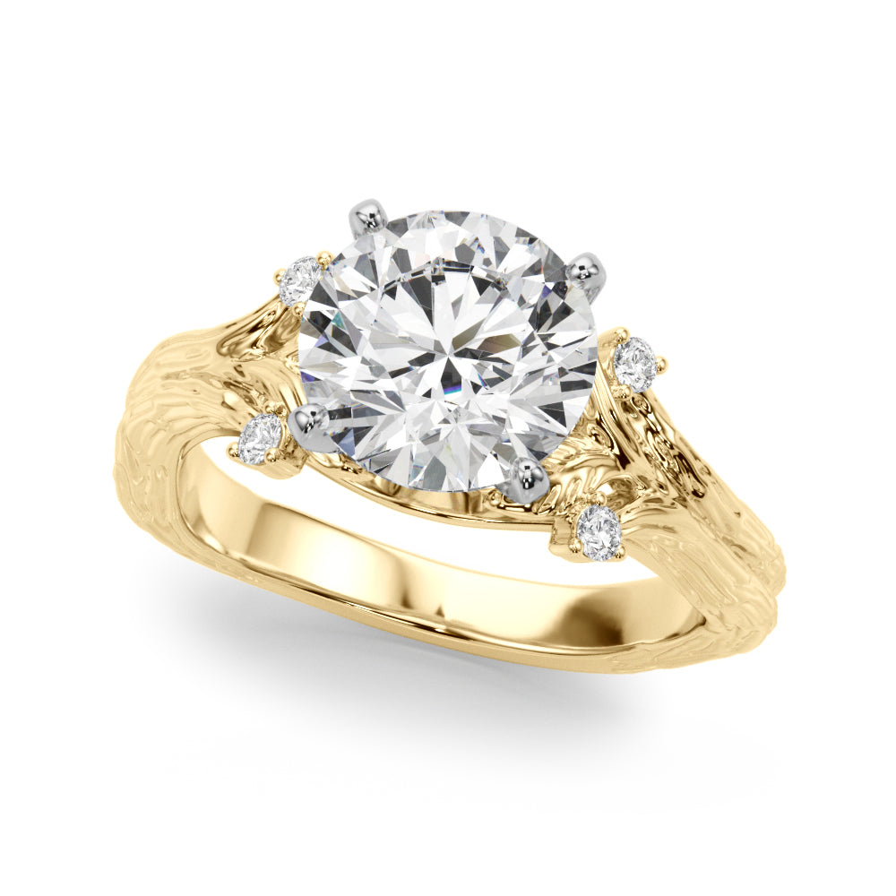 Majestic Sidestone Round Diamond Engagement Ring — 9K/18K Gold & Platinum