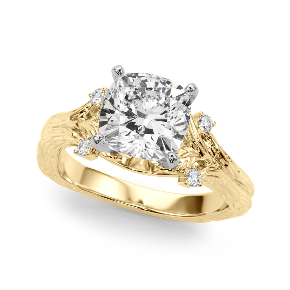 Majestic Sidestone Round Diamond Engagement Ring — 9K/18K Gold & Platinum