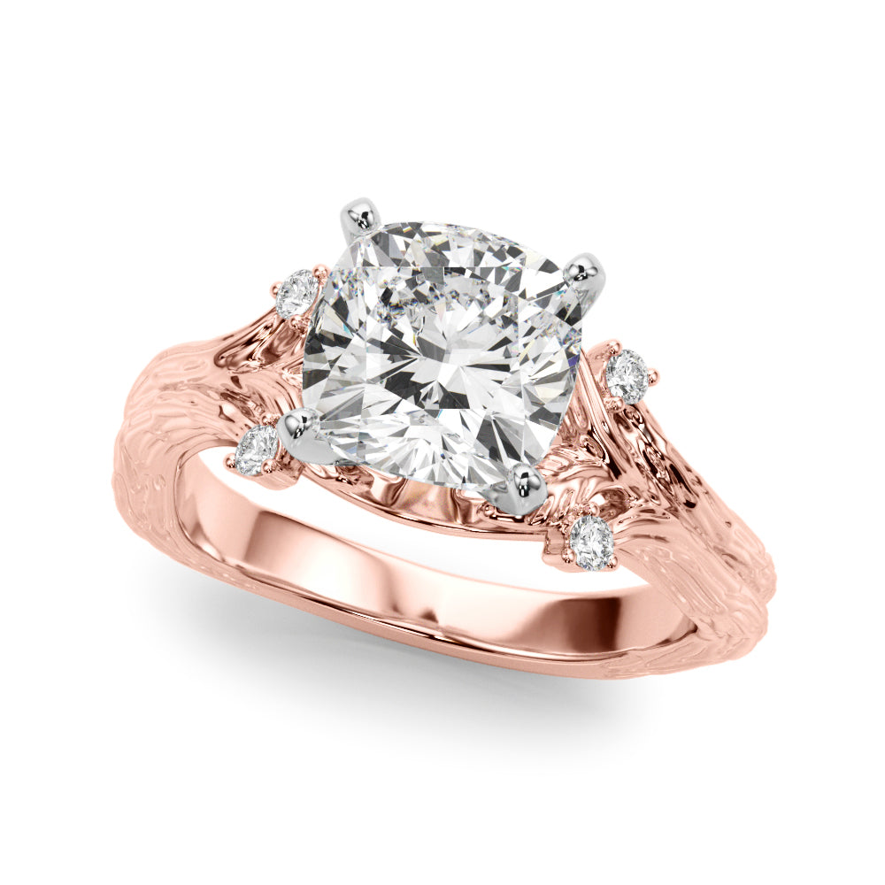 Majestic Sidestone Round Diamond Engagement Ring — 9K/18K Gold & Platinum