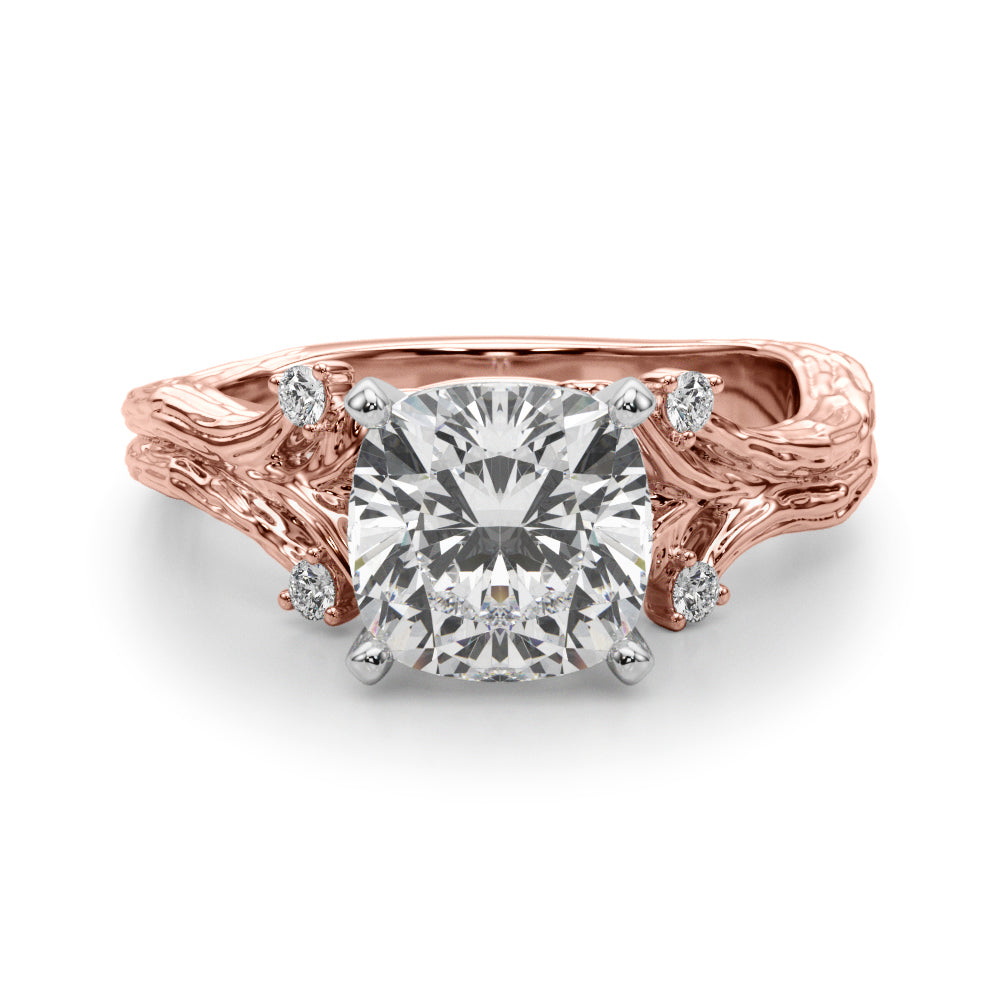 Majestic Sidestone Round Diamond Engagement Ring — 9K/18K Gold & Platinum