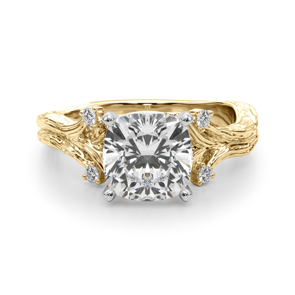 Majestic Sidestone Round Diamond Engagement Ring — 9K/18K Gold & Platinum