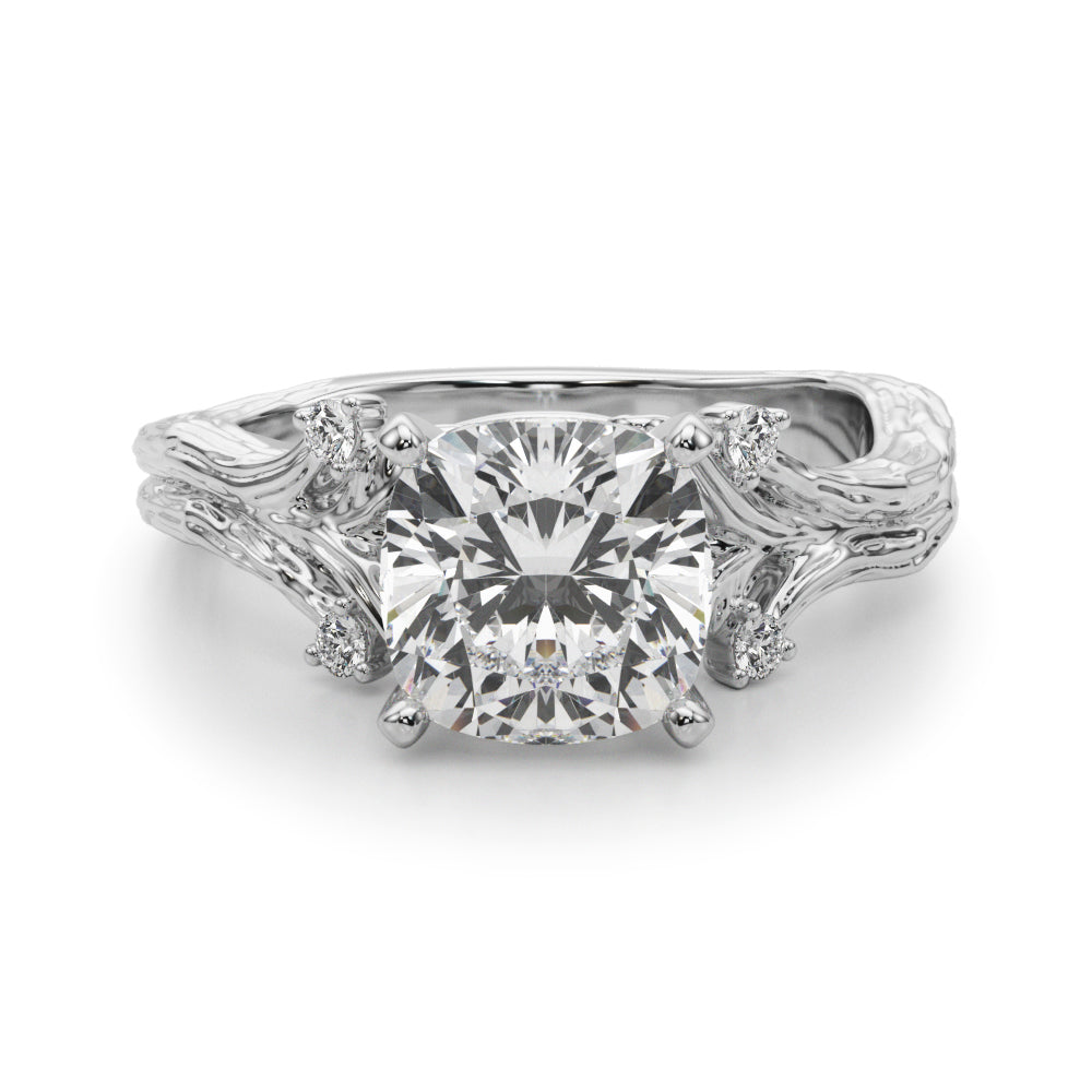 Majestic Sidestone Round Diamond Engagement Ring — 9K/18K Gold & Platinum
