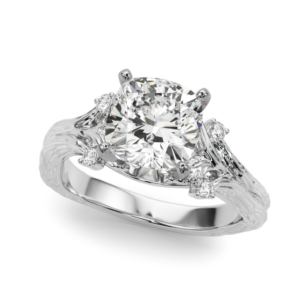Majestic Sidestone Round Diamond Engagement Ring — 9K/18K Gold & Platinum