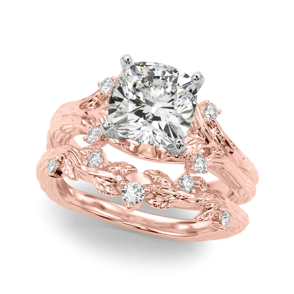 Majestic Sidestone Round Diamond Engagement Ring — 9K/18K Gold & Platinum