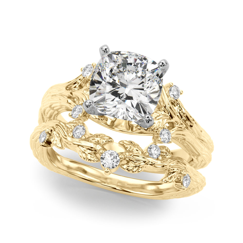 Majestic Sidestone Round Diamond Engagement Ring — 9K/18K Gold & Platinum