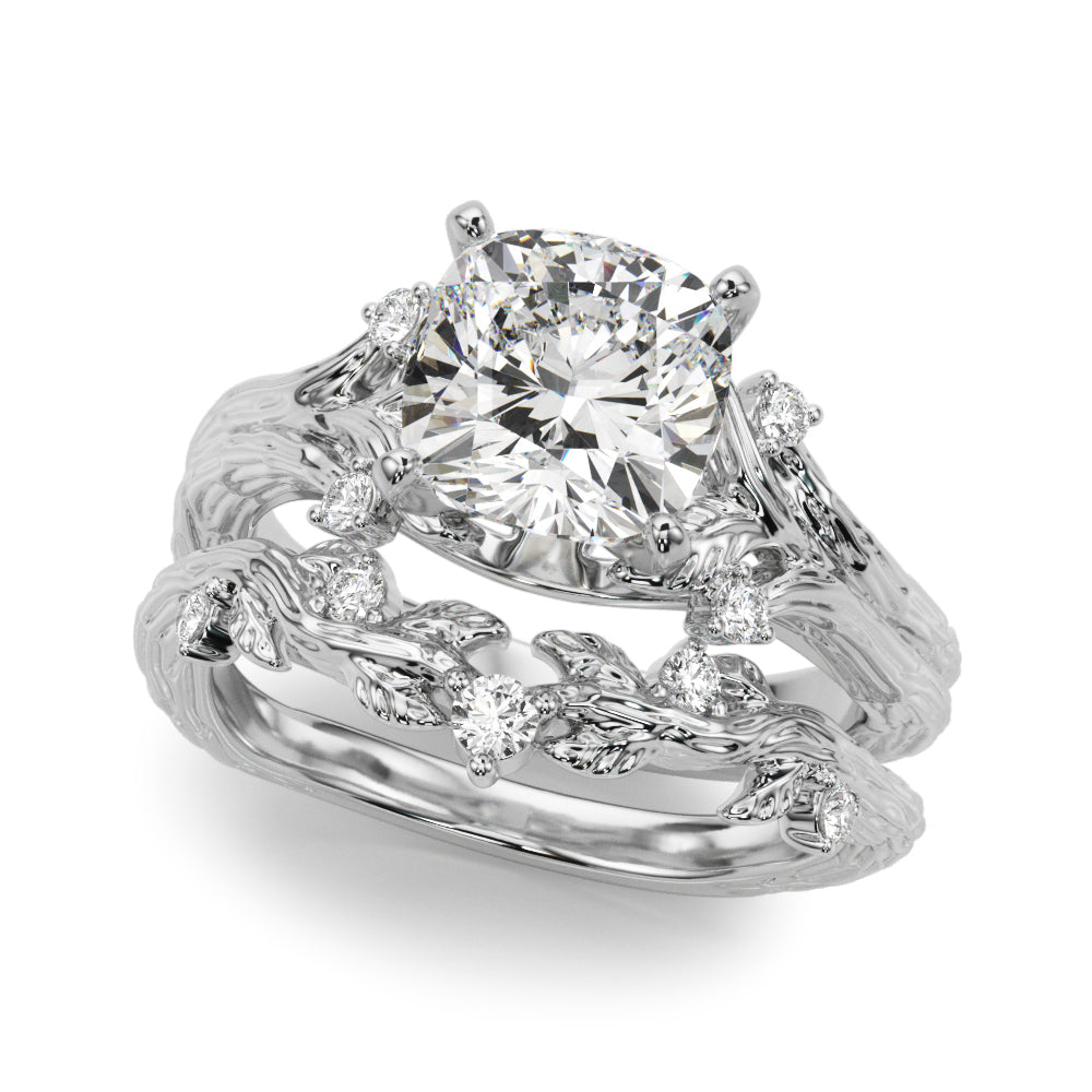 Majestic Sidestone Round Diamond Engagement Ring — 9K/18K Gold & Platinum