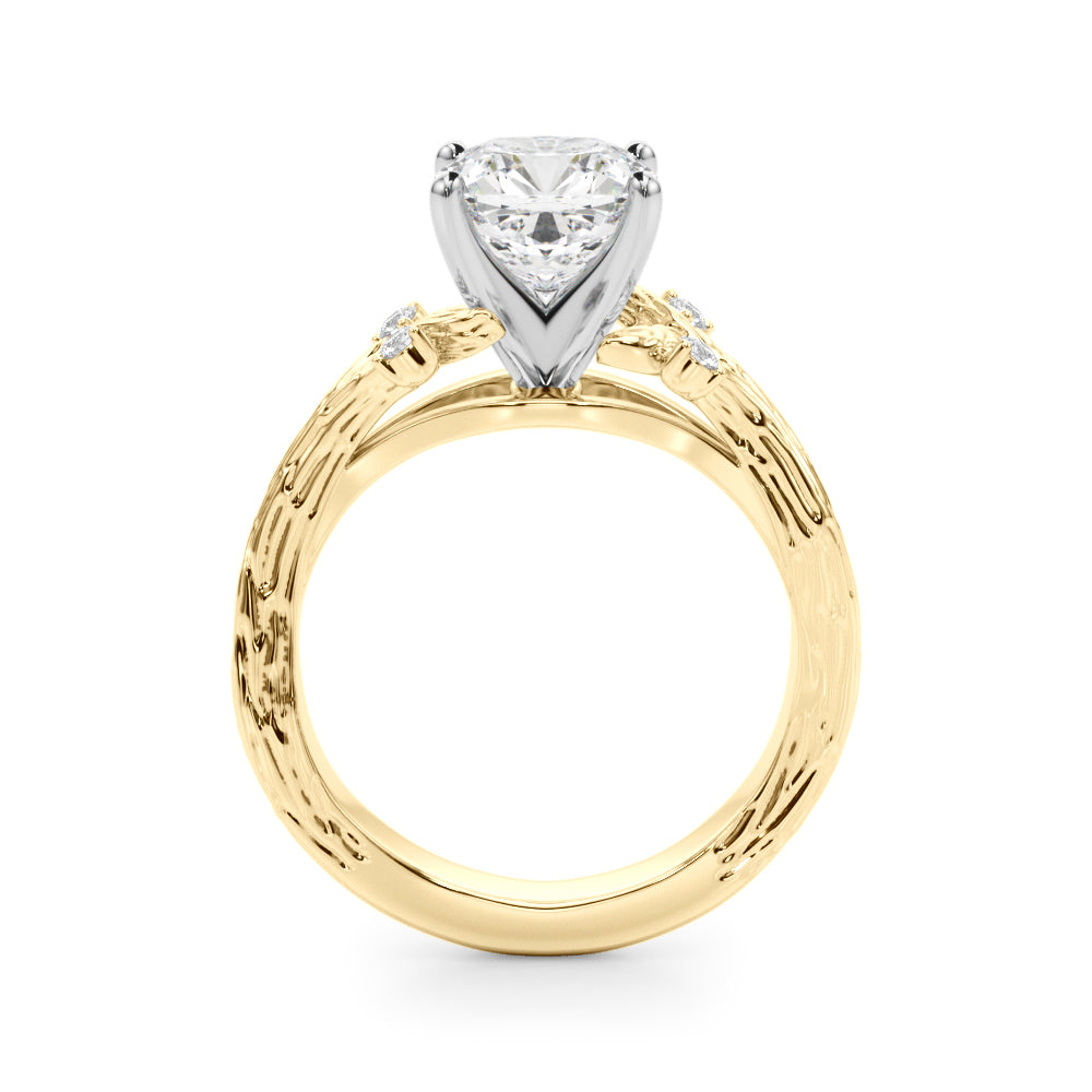 Majestic Sidestone Round Diamond Engagement Ring — 9K/18K Gold & Platinum