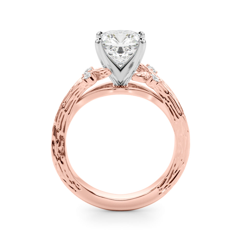 Majestic Sidestone Round Diamond Engagement Ring — 9K/18K Gold & Platinum