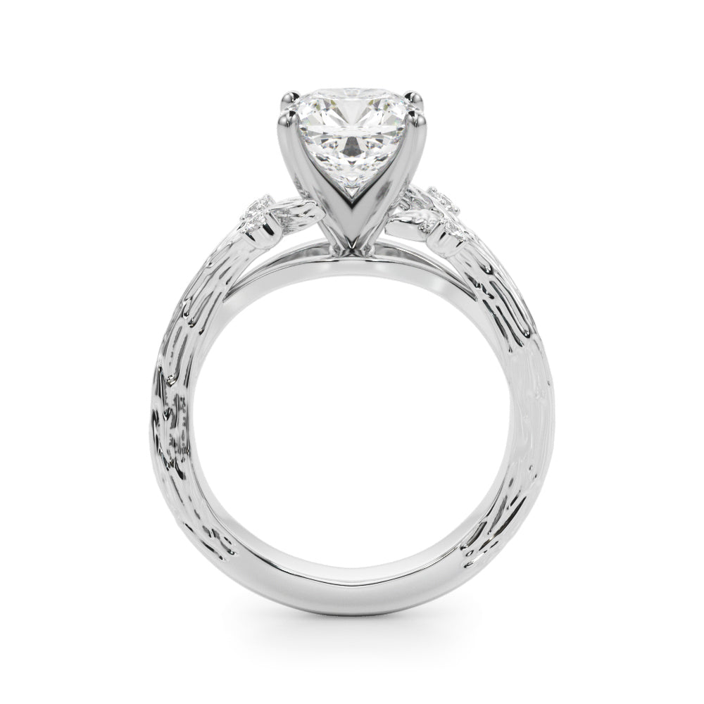 Majestic Sidestone Round Diamond Engagement Ring — 9K/18K Gold & Platinum