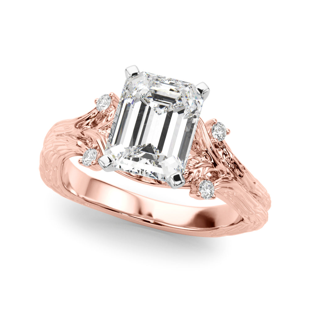 Majestic Sidestone Round Diamond Engagement Ring — 9K/18K Gold & Platinum