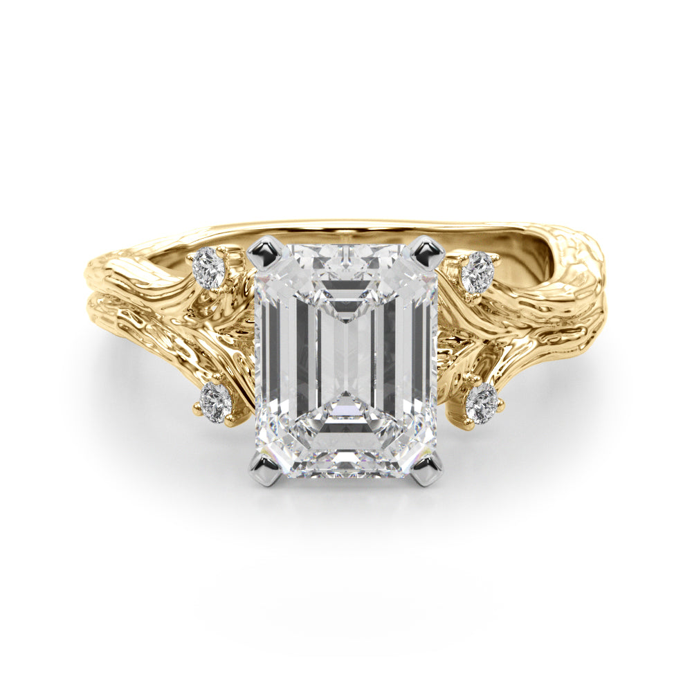 Majestic Sidestone Round Diamond Engagement Ring — 9K/18K Gold & Platinum