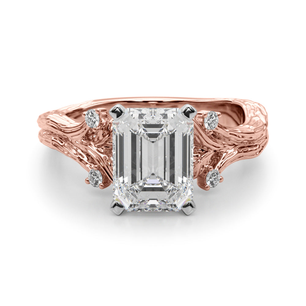 Majestic Sidestone Round Diamond Engagement Ring — 9K/18K Gold & Platinum