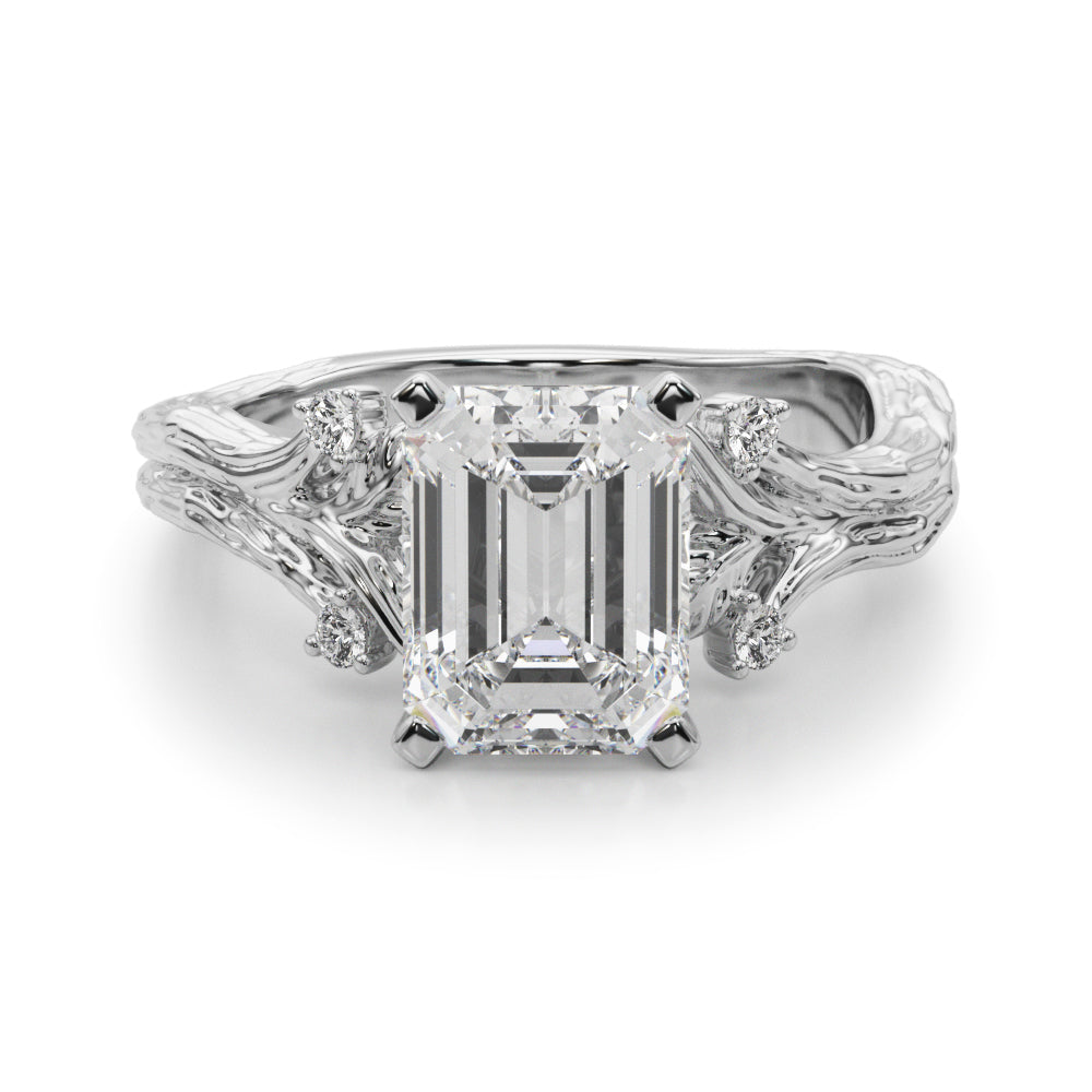 Majestic Sidestone Round Diamond Engagement Ring — 9K/18K Gold & Platinum