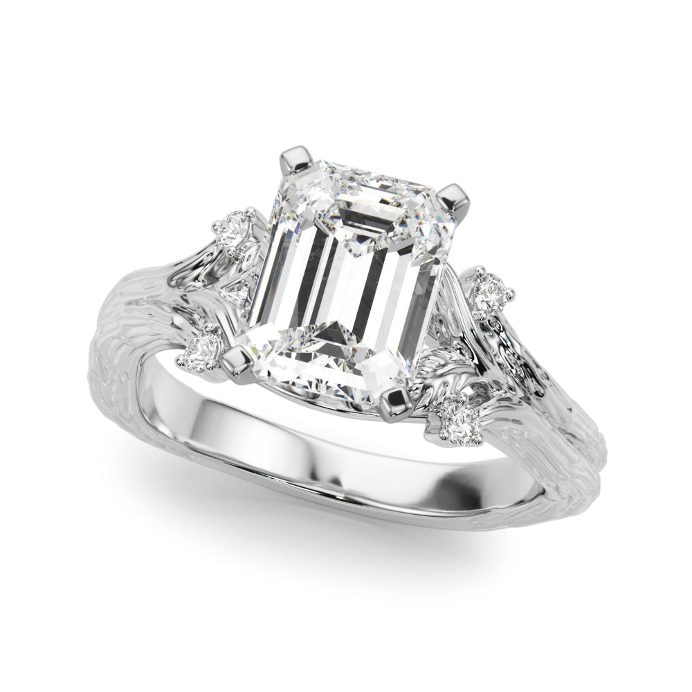 Majestic Sidestone Round Diamond Engagement Ring — 9K/18K Gold & Platinum