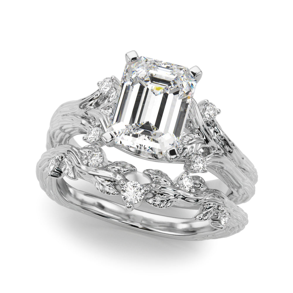 Majestic Sidestone Round Diamond Engagement Ring — 9K/18K Gold & Platinum