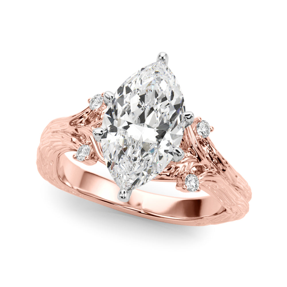 Majestic Sidestone Round Diamond Engagement Ring — 9K/18K Gold & Platinum