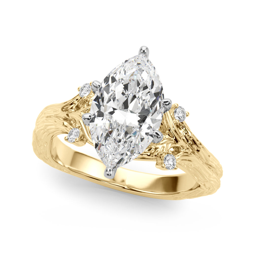 Majestic Sidestone Round Diamond Engagement Ring — 9K/18K Gold & Platinum