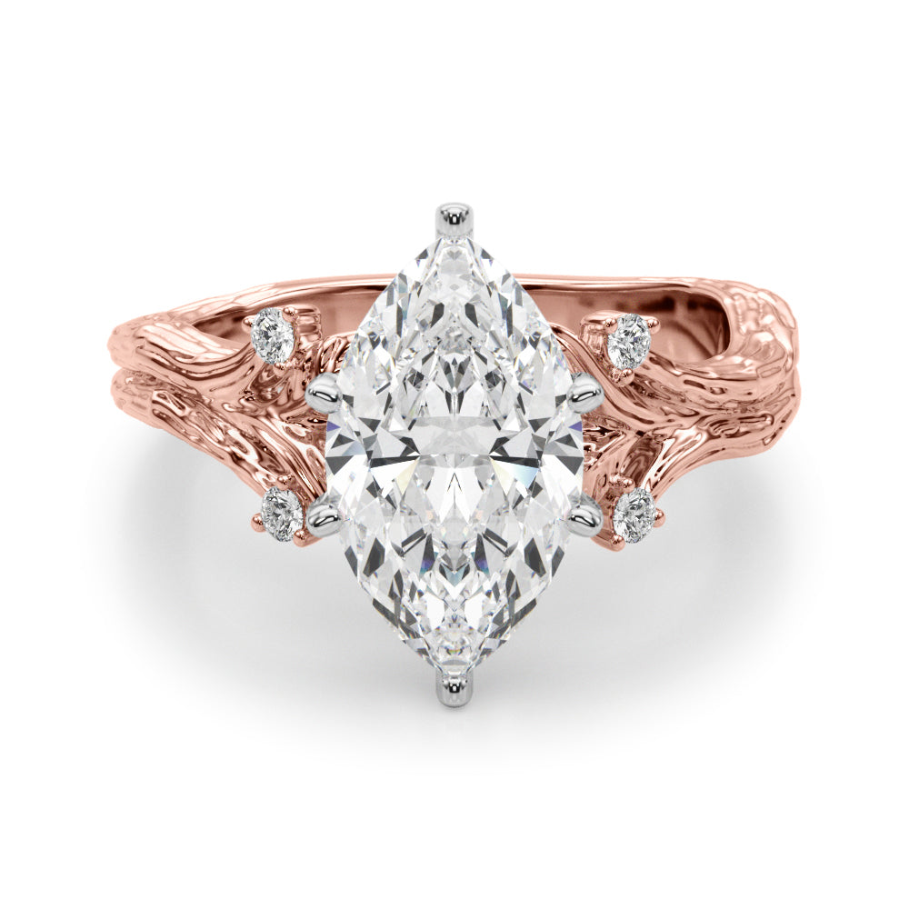 Majestic Sidestone Round Diamond Engagement Ring — 9K/18K Gold & Platinum