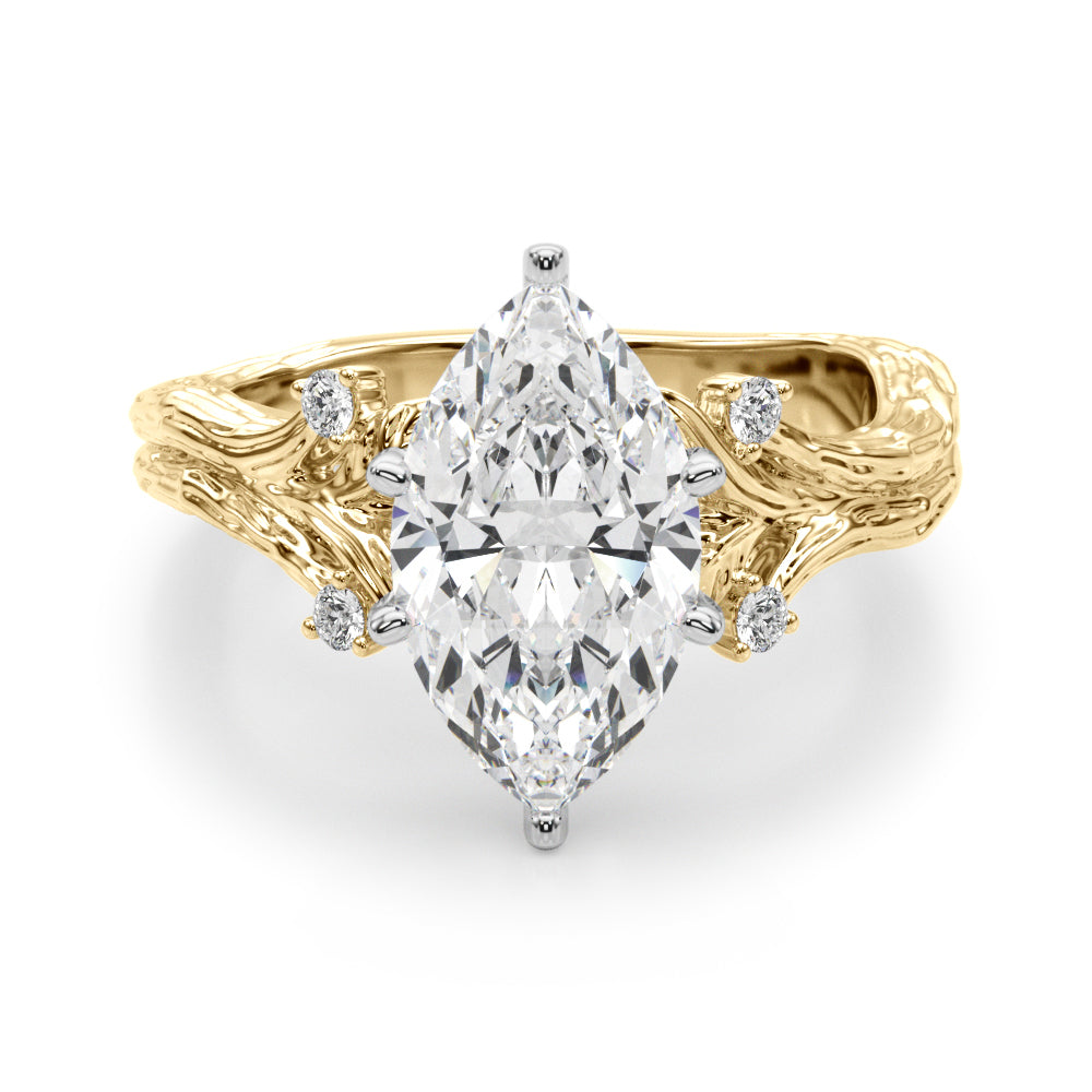 Majestic Sidestone Round Diamond Engagement Ring — 9K/18K Gold & Platinum