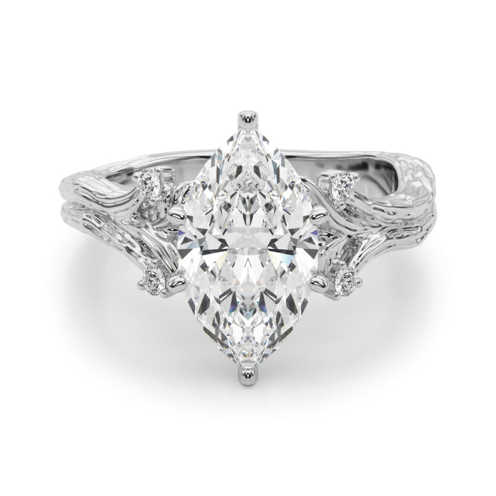 Majestic Sidestone Round Diamond Engagement Ring — 9K/18K Gold & Platinum