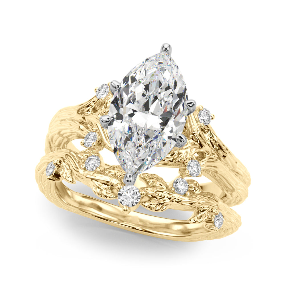 Majestic Sidestone Round Diamond Engagement Ring — 9K/18K Gold & Platinum
