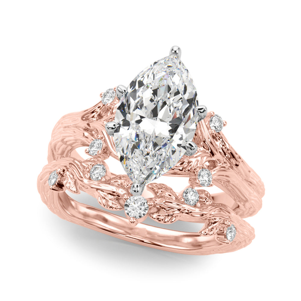 Majestic Sidestone Round Diamond Engagement Ring — 9K/18K Gold & Platinum