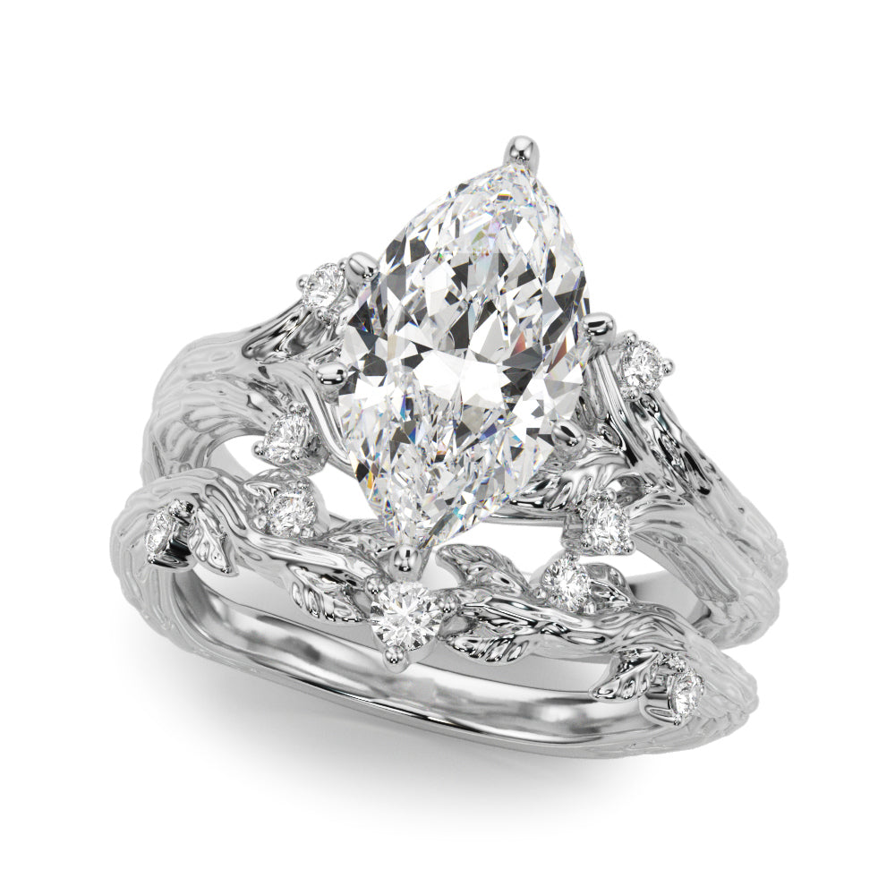 Majestic Sidestone Round Diamond Engagement Ring — 9K/18K Gold & Platinum