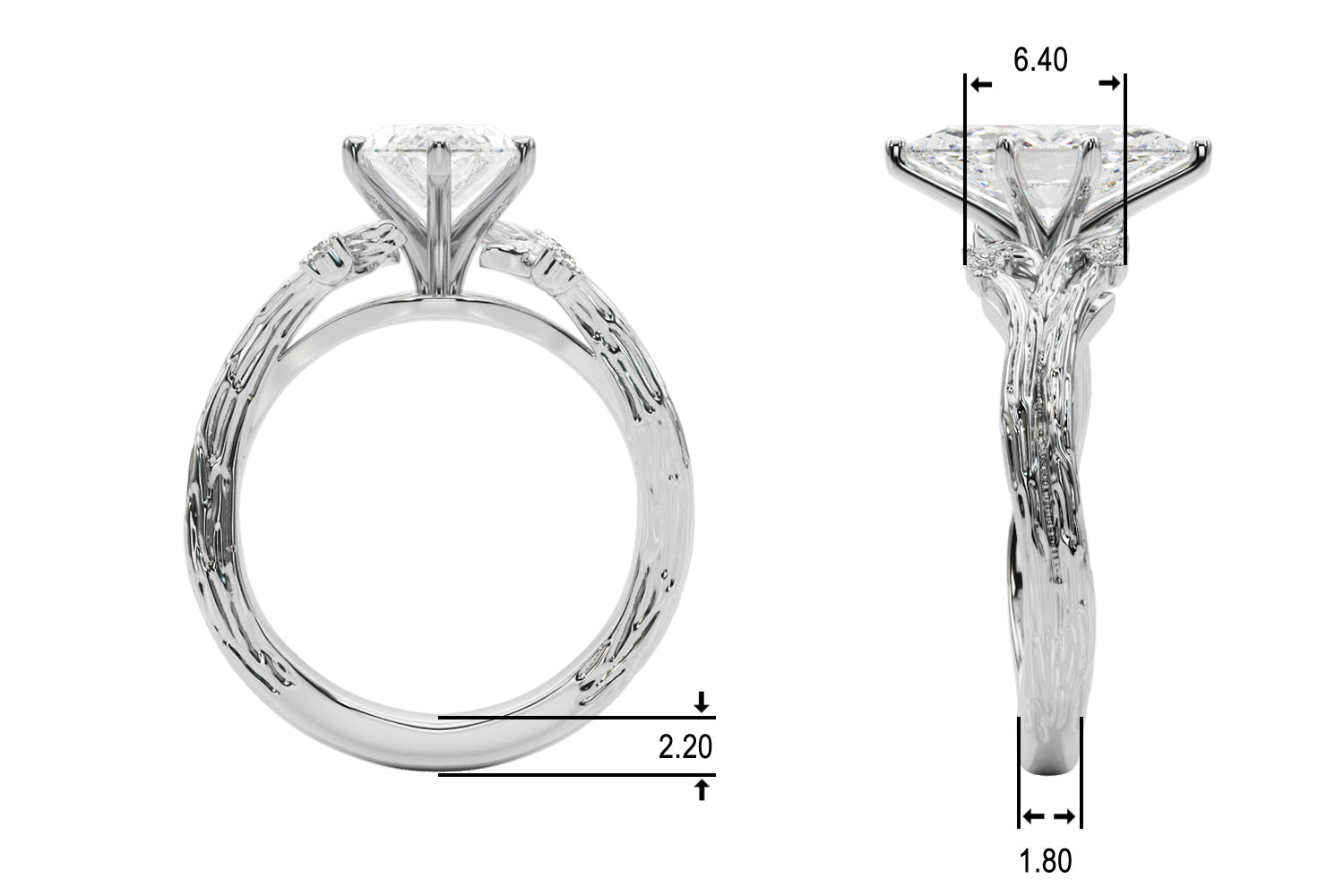 Majestic Sidestone Round Diamond Engagement Ring — 9K/18K Gold & Platinum