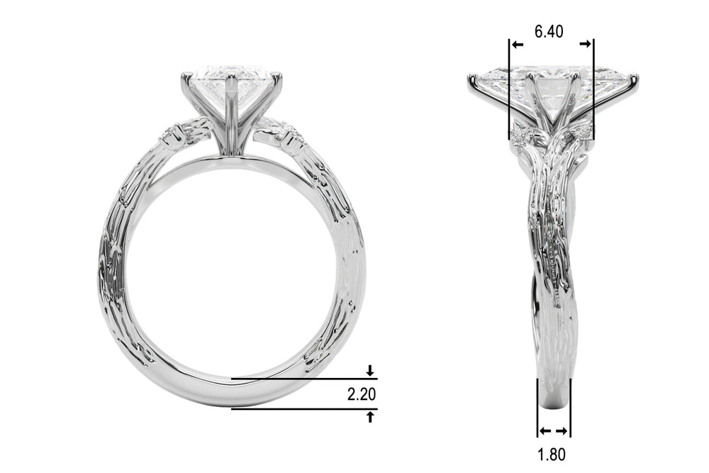Majestic Sidestone Round Diamond Engagement Ring — 9K/18K Gold & Platinum