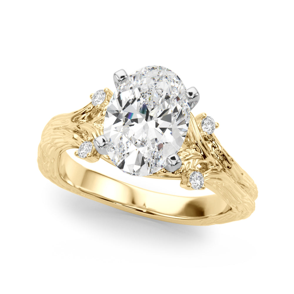 Majestic Sidestone Round Diamond Engagement Ring — 9K/18K Gold & Platinum