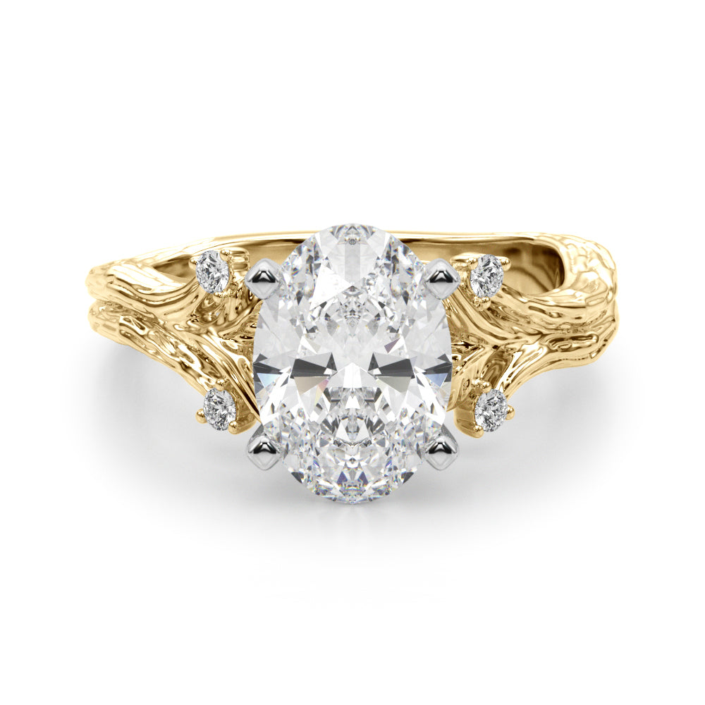 Majestic Sidestone Round Diamond Engagement Ring — 9K/18K Gold & Platinum