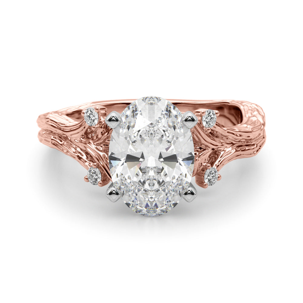 Majestic Sidestone Round Diamond Engagement Ring — 9K/18K Gold & Platinum