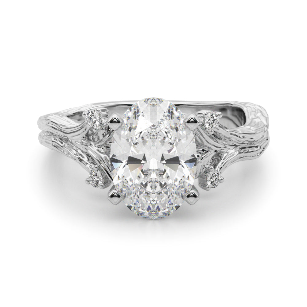 Majestic Sidestone Round Diamond Engagement Ring — 9K/18K Gold & Platinum