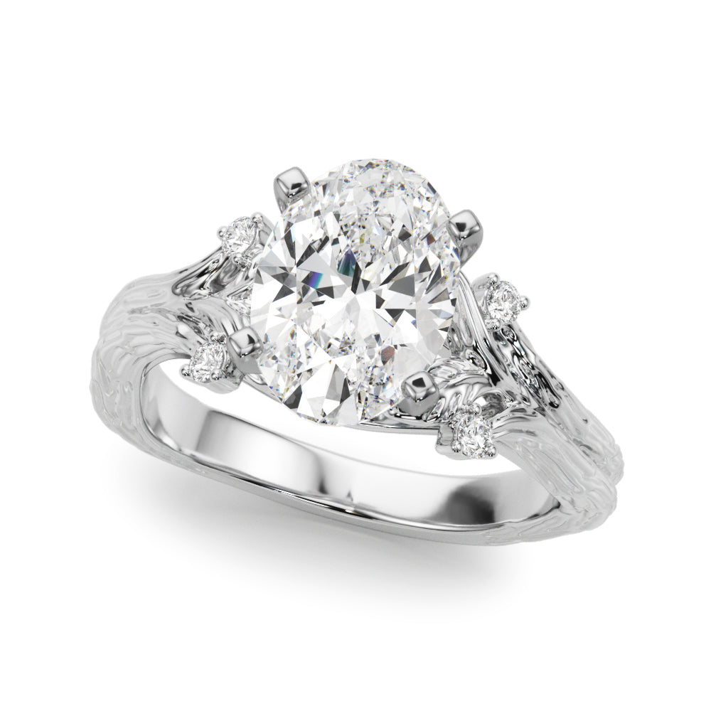 Majestic Sidestone Round Diamond Engagement Ring — 9K/18K Gold & Platinum