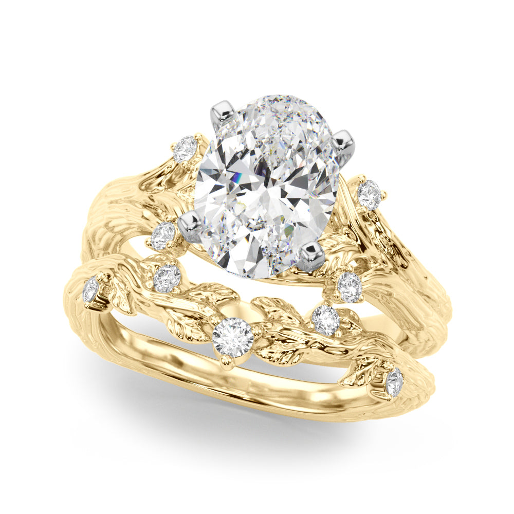 Majestic Sidestone Round Diamond Engagement Ring — 9K/18K Gold & Platinum