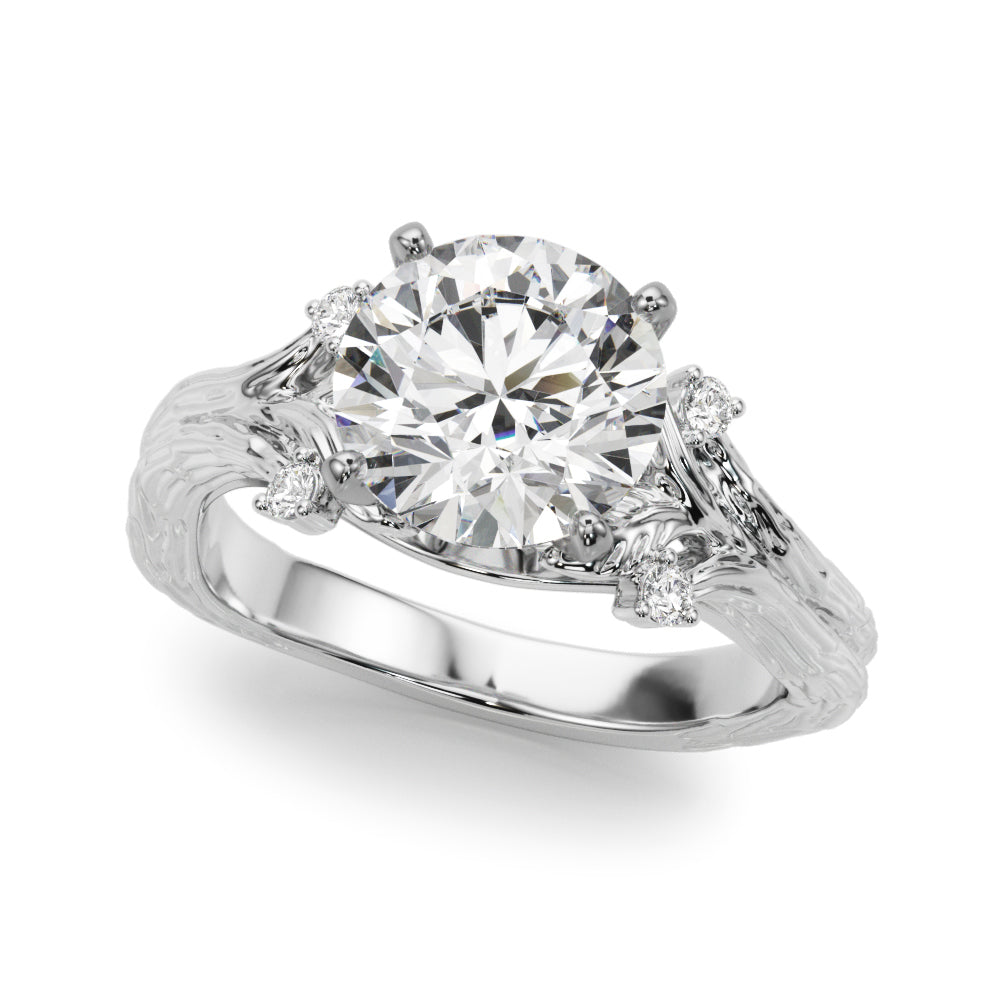 Majestic Sidestone Round Diamond Engagement Ring — 9K/18K Gold & Platinum