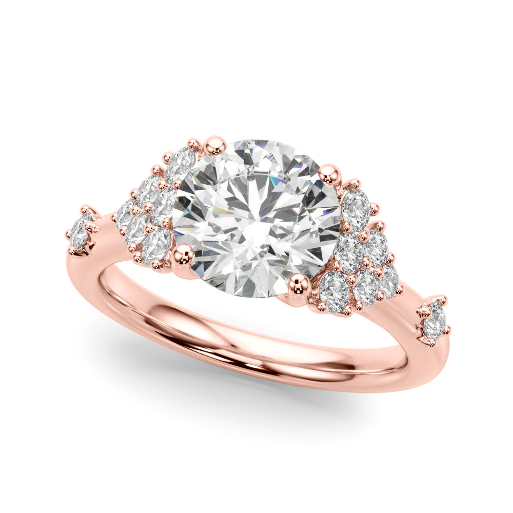 Sculpted Ov Center Round Diamond Engagement Ring — 9K/18K Gold & Platinum
