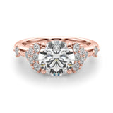 Sculpted Ov Center Round Diamond Engagement Ring — 9K/18K Gold & Platinum