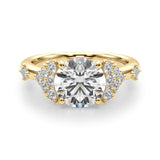 Sculpted Ov Center Round Diamond Engagement Ring — 9K/18K Gold & Platinum