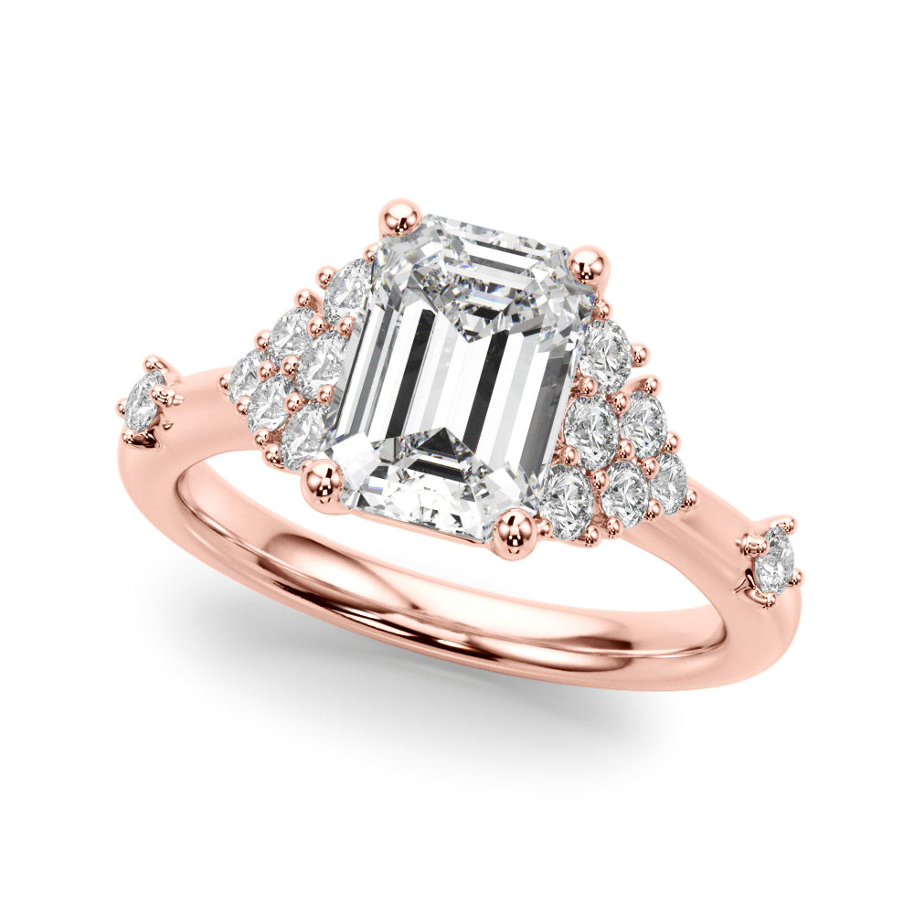 Sculpted Ov Center Round Diamond Engagement Ring — 9K/18K Gold & Platinum