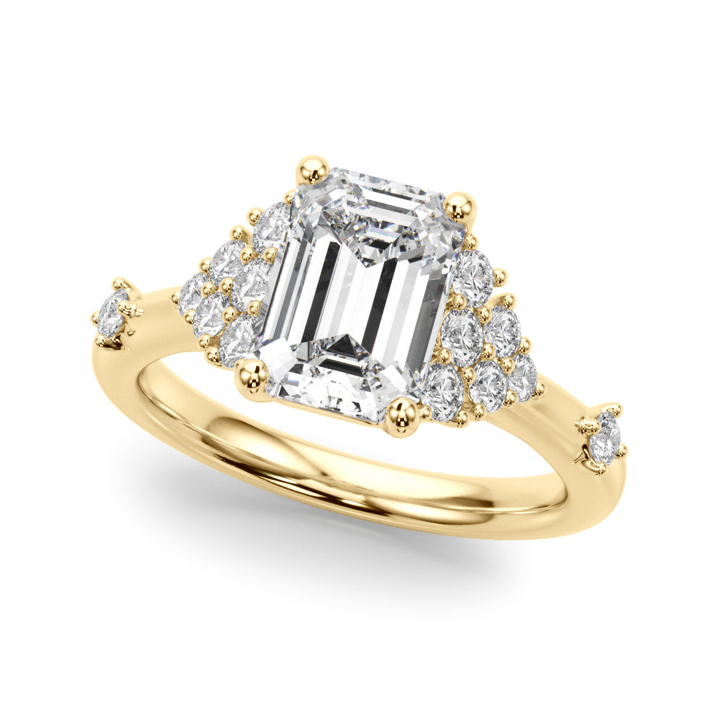 Sculpted Ov Center Round Diamond Engagement Ring — 9K/18K Gold & Platinum