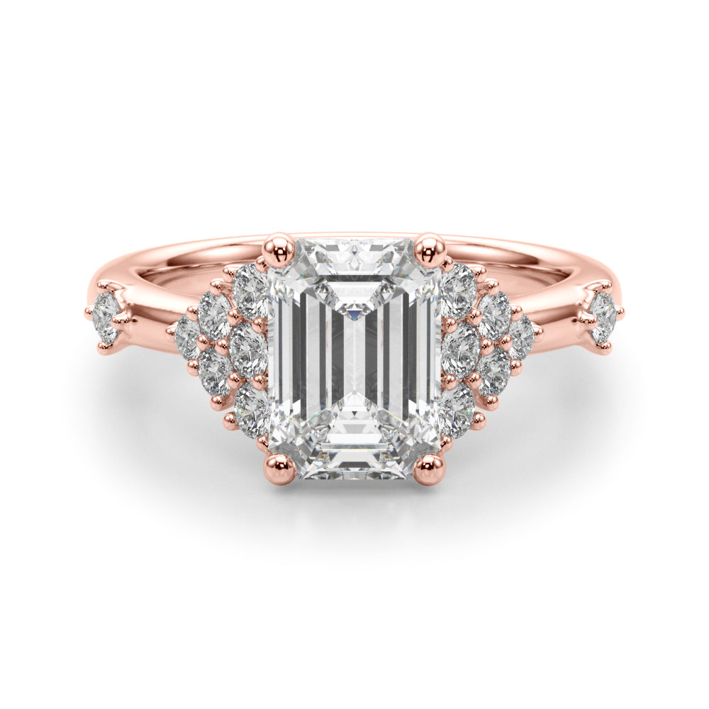 Sculpted Ov Center Round Diamond Engagement Ring — 9K/18K Gold & Platinum