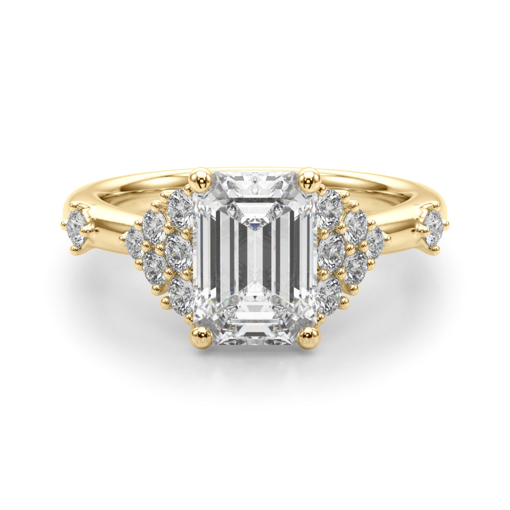 Sculpted Ov Center Round Diamond Engagement Ring — 9K/18K Gold & Platinum