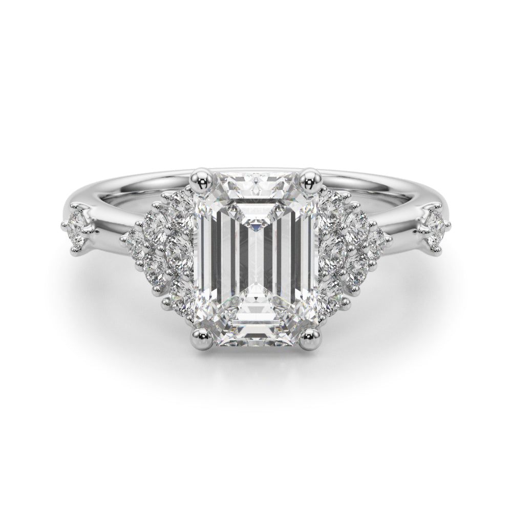 Sculpted Ov Center Round Diamond Engagement Ring — 9K/18K Gold & Platinum