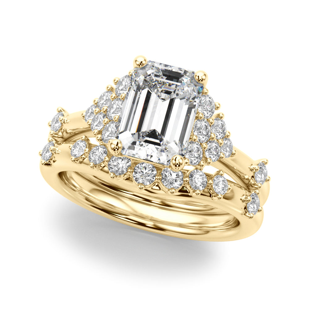 Sculpted Ov Center Round Diamond Engagement Ring — 9K/18K Gold & Platinum