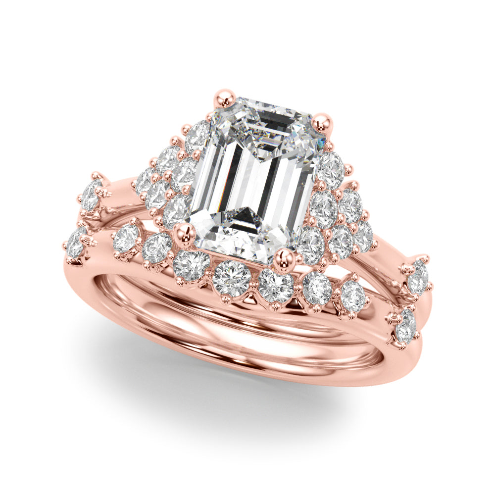 Sculpted Ov Center Round Diamond Engagement Ring — 9K/18K Gold & Platinum