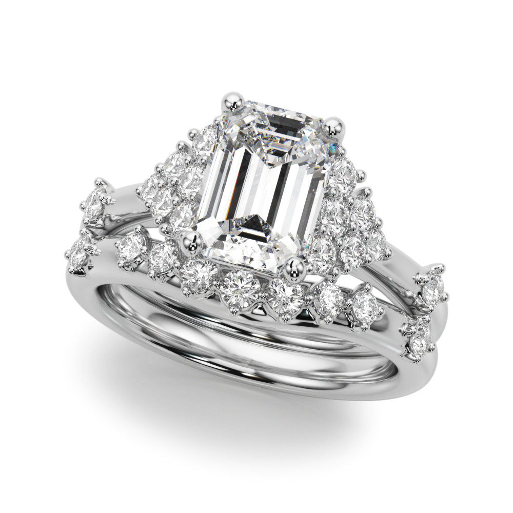 Sculpted Ov Center Round Diamond Engagement Ring — 9K/18K Gold & Platinum
