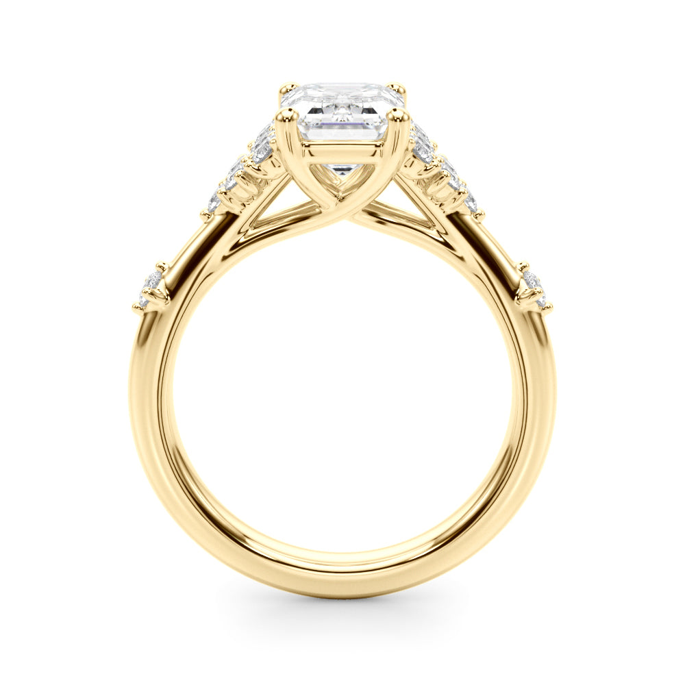 Sculpted Ov Center Round Diamond Engagement Ring — 9K/18K Gold & Platinum